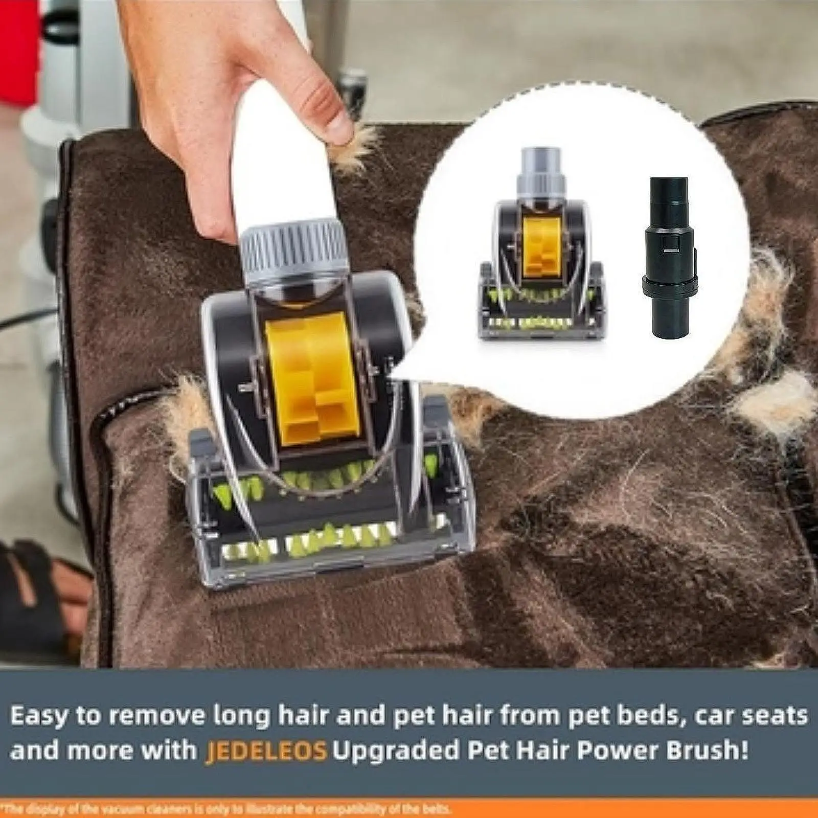 

Pet Hair Electric Brush Accessory, Vacuum Attachment, Quick Release Vacuum Brush