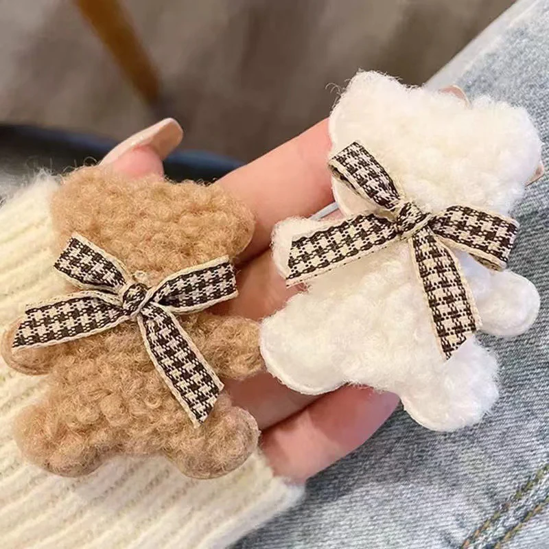 

AISHG Plush Cartoon Bear Hair Clip for Women Korean Sweet Cute Bangs Side Clip Hairpin Girl Party Hair Accessories Gift