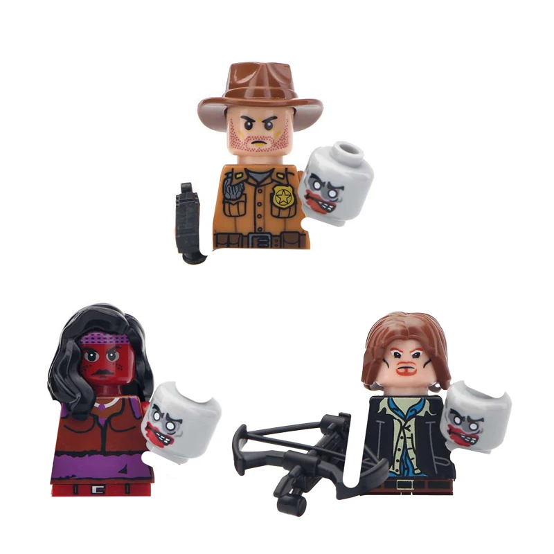 

100 шт. MOC фигурки апокалипсиса шерифа шляпа герой арбалет охотник и меч воин с основанием зомби DIY Коллекционные строительные игрушки