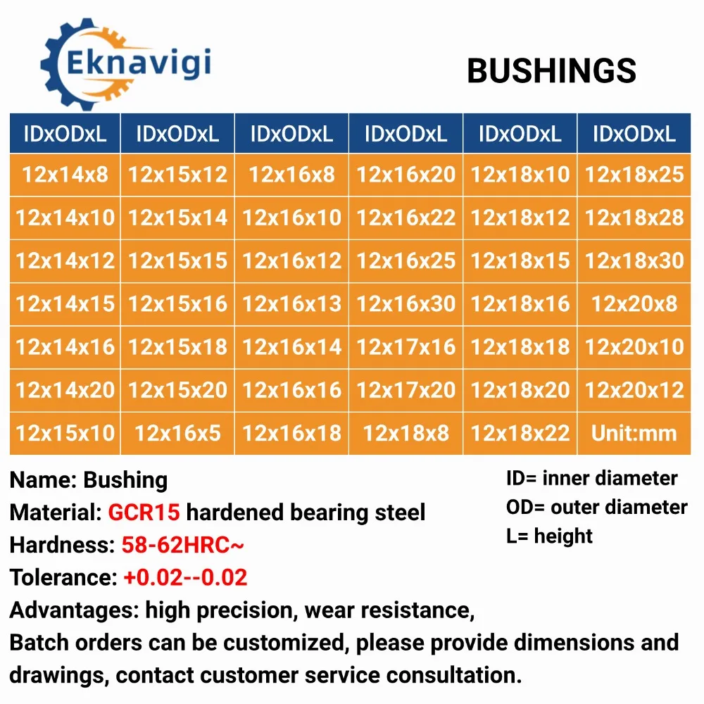 1PCS Inner Diameter 12 MM Wear-resistant Steel Sleeve GCR15 Bearing Steel Drill Sleeve Machinery Multi Purpose Bushing