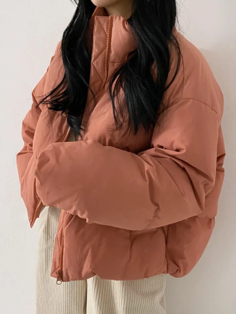 ريترو طوق اليد مبطن القطن الدفء ort Jaet المرأة فضفاض الخبز Sle لشتاء 2025 جديد وصول فام Faion