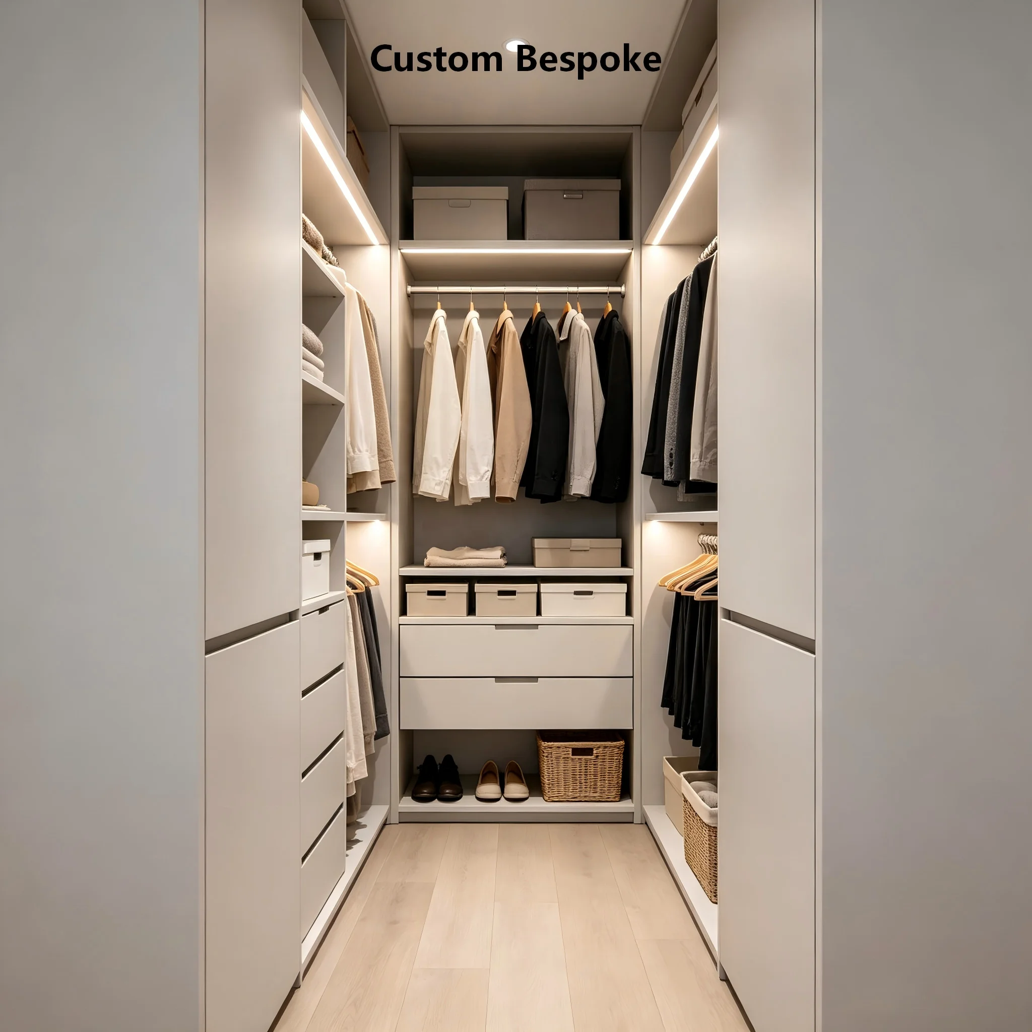 Modern Open Walk In Closet System Custom Wardrobe Cloakroom Organizer Cabinet With Shoe Shelf Villa Bedroom Bulk Supply