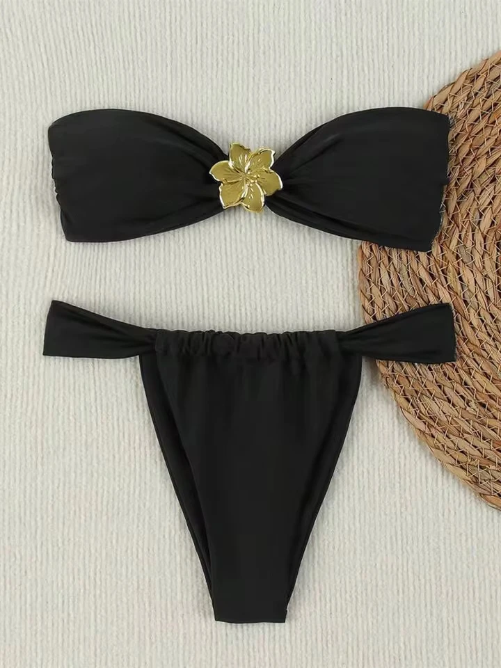 Vzvn Sexy Solid Strapless Bikinis Women Split Swimsuit Beach Brazil Bikini 2026 All Season Backless Bandage Bikinis 2 Piece Set