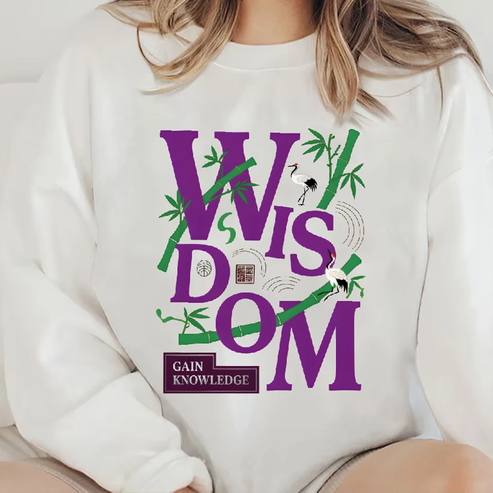 

Wisdom Bamboo Chinese Style Casual Crewneck Fashionable 100% Cotton Hoodie Comfortable Soft Breathable Loose Fit Sweatshirt