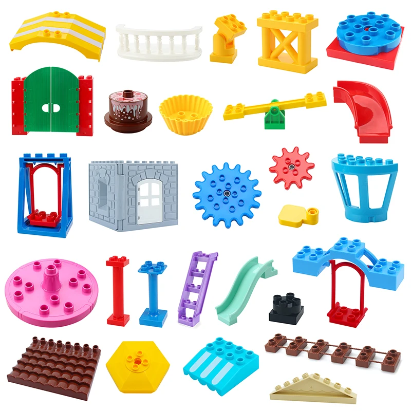 Large Big Building Blocks Puzzle Castle Roof Wall Plastic Accessories Toys Bulk Balcony Compatible With DuploGG Bricks Baby Gift