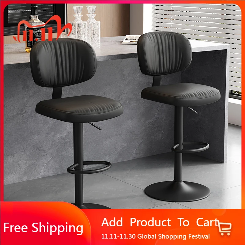 Height With Back Bar Chairs Adjustable Reception Desks Metal Swivel Bar Stools Relaxing Soft Bancos De Bar Trendy Furniture