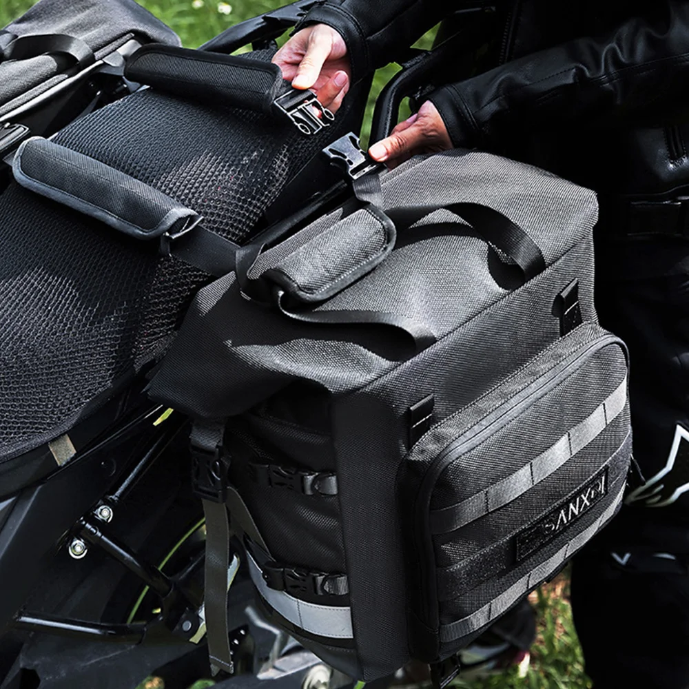 

Боковая сумка для мотоцикла, полностью водонепроницаемая внутри, универсальная седельная сумка с крючком 20 л со съемным мотоциклетным чемоданом для BMW Suzuki ADV