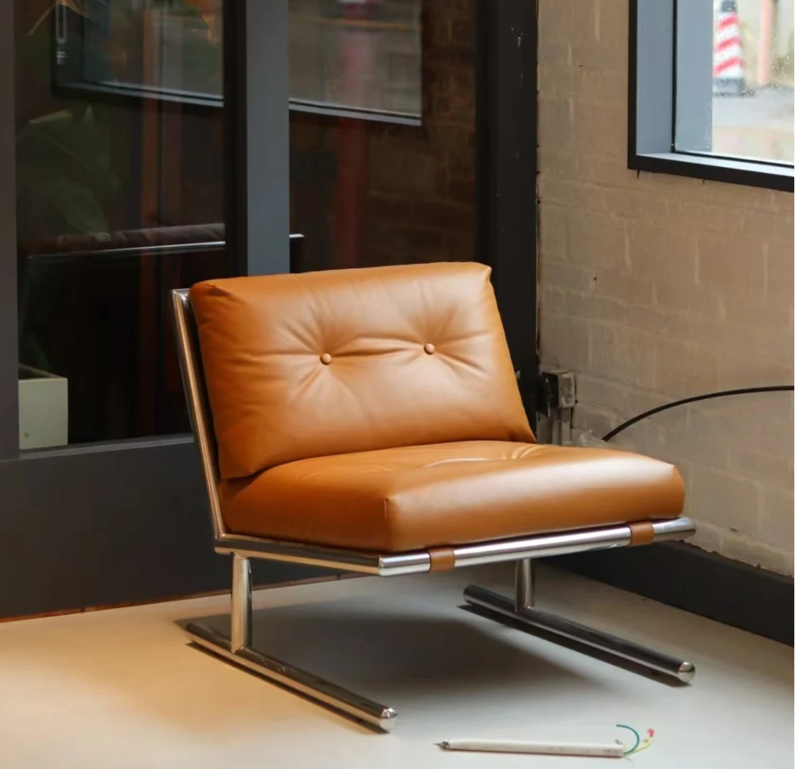 

Medieval single stainless steel sofa chair, Bauhaus style leisure chair lazy sofa