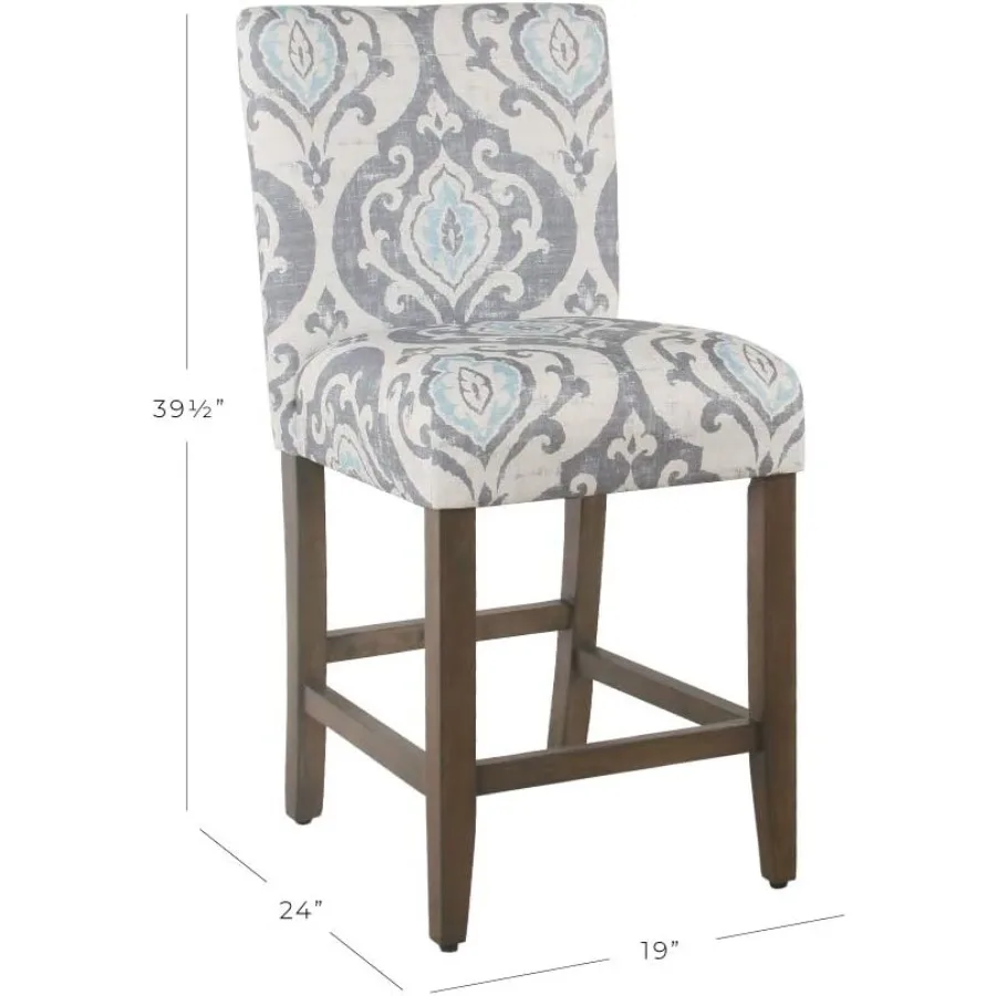 Elegante taburete de bar de 24" - Asiento giratorio de altura de mostrador de cocina azul Suri, diseño moderno de Parsons para bar en casa