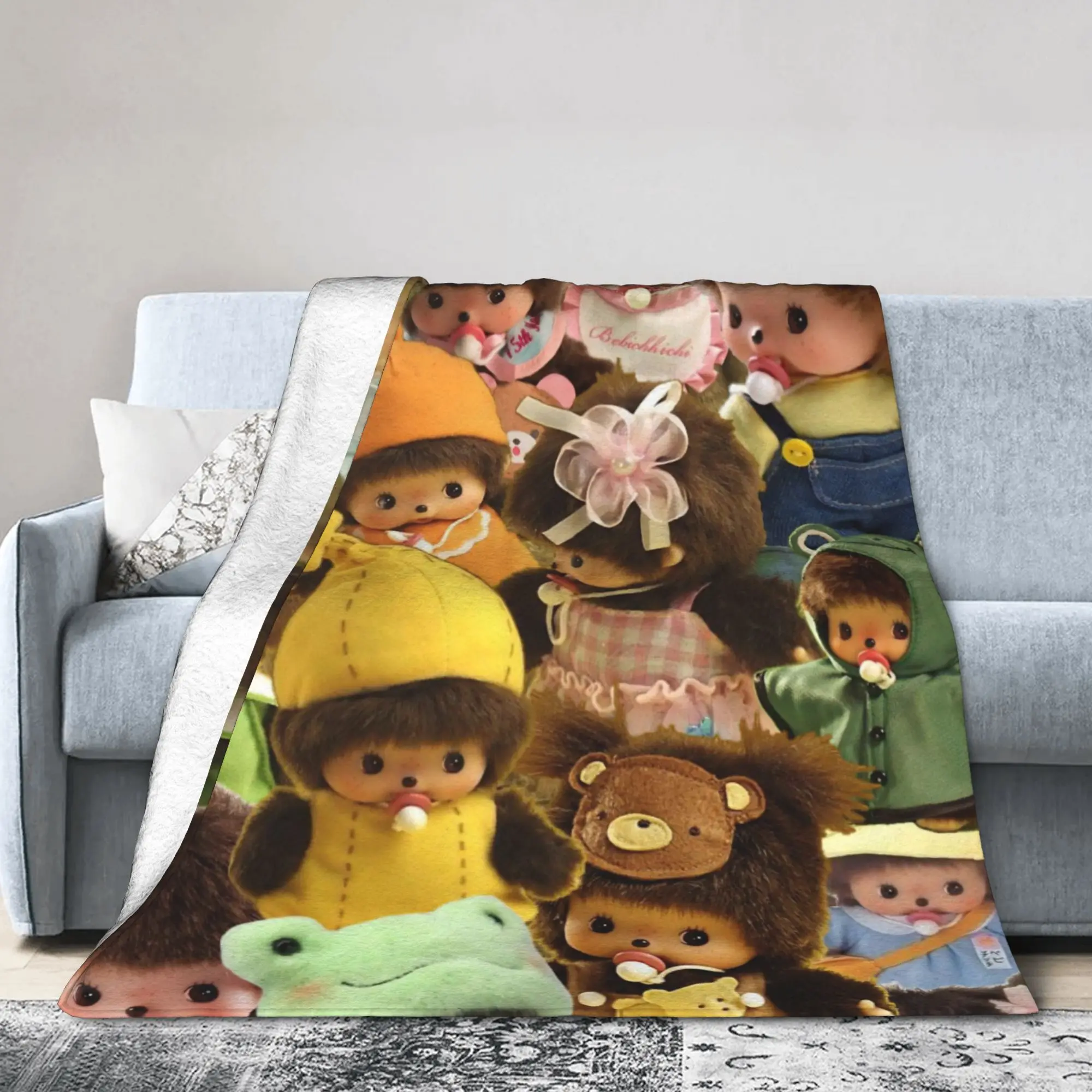 Monchhichis كون تشان زوجين بطانية لطيف الكرتون الصوف الجدة الدافئة رمي بطانية للمنزل كل موسم في الهواء الطلق #1