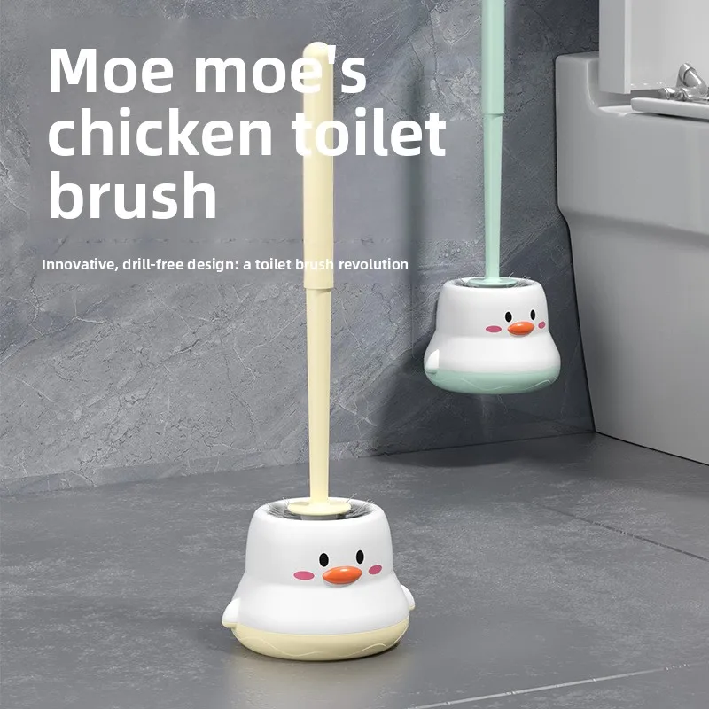 

Plastic Toilet Brush with Long Handle, No Dead Corners, Multi-functional Household Wall-mounted Toilet Brush with Base