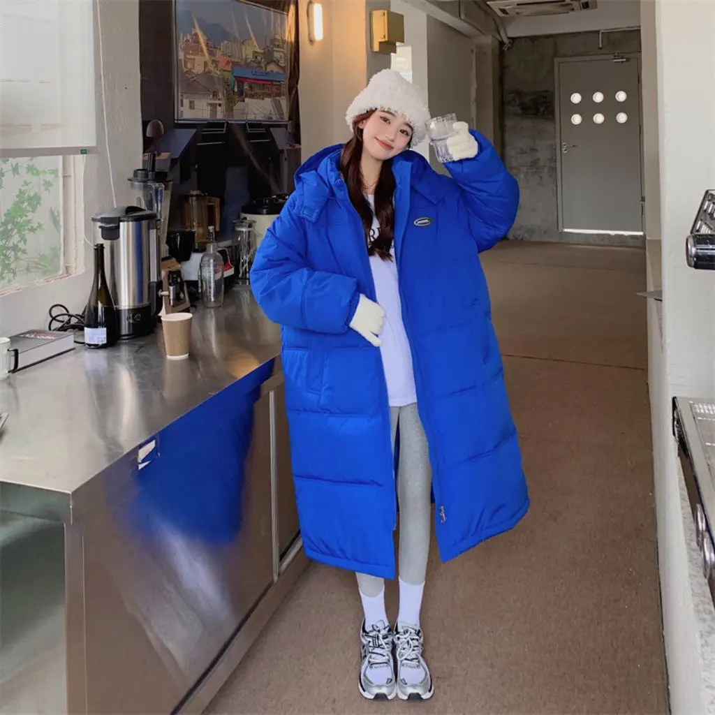 

Женская пуховая куртка с хлопковой подкладкой средней длины до колена, свободное зимнее пальто, утолщенный изоляционный топ для холодной погоды