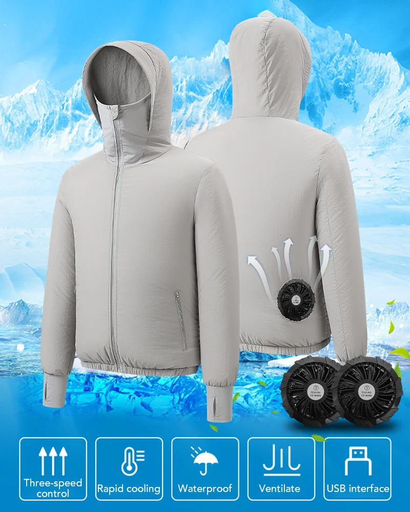 Sommer Paar Stil Klimaanlage Kleidung Eis Jacke mit Fan Reise Sonnenschutz Haut Kleidung Atmungsaktive Outdoor Arbeit Kleidung – Detail 1