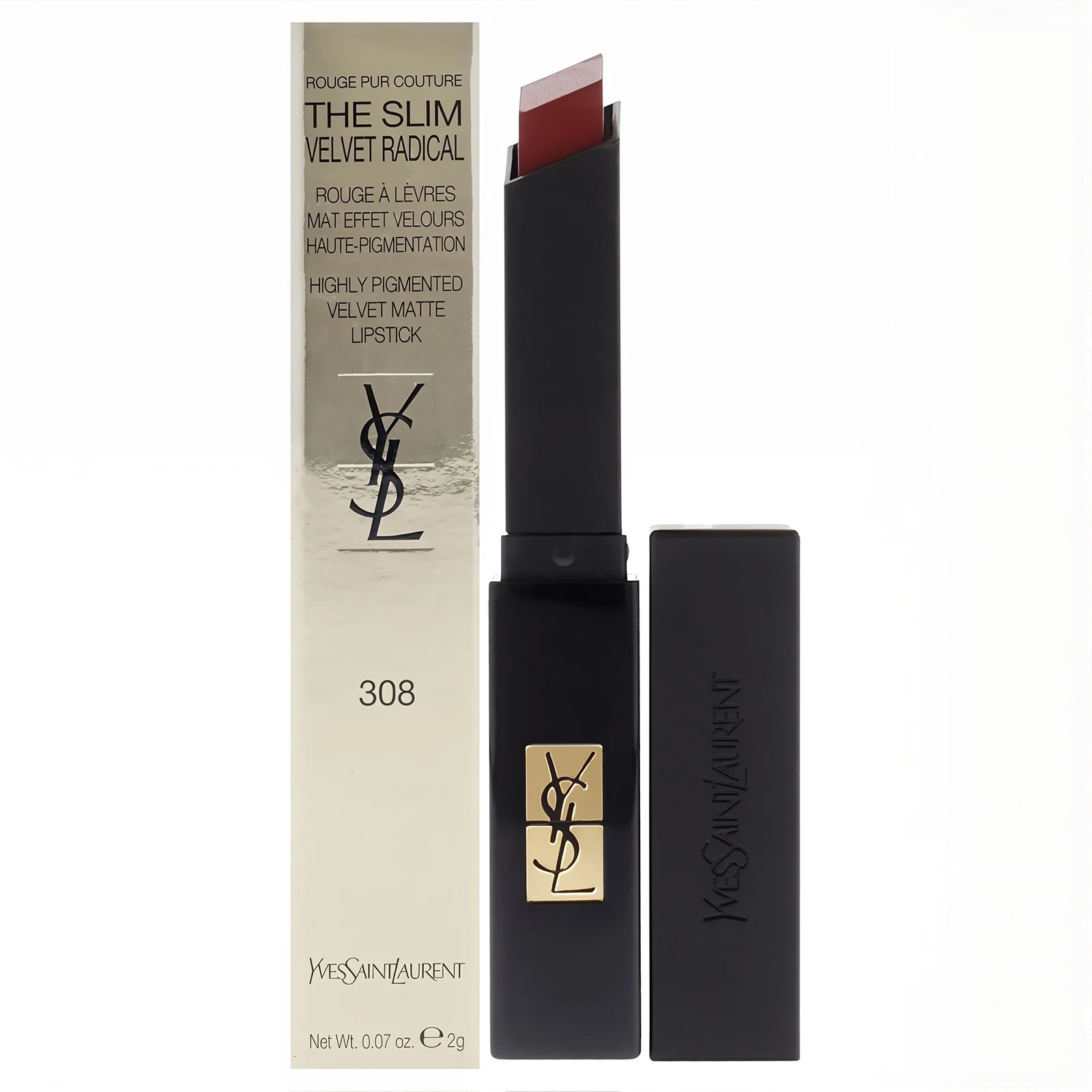أحمر شفاه YVES SAINT LAURENT The Slim Velvet Radical Matte - 302 Brown No Way Back للنساء - أحمر شفاه 0.07 أونصة