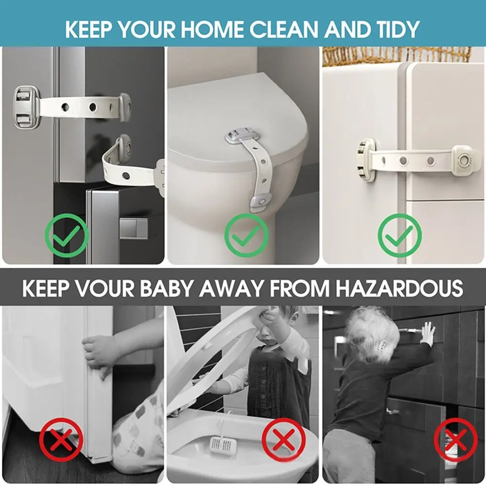 

Dual Button Unisex Safety Lock Plastic Anti-Pinching Hand Children Safety Drawer Lock DIY Multifunctional Locker Buckle