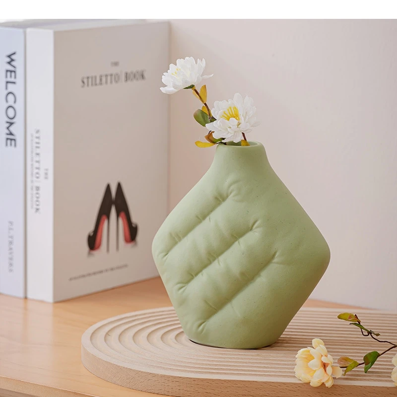 Ceramic Vase Fluffy Wrinkled Texture Creative Flowerpot Flower Vase Decorative Ornaments Home Decoration Accessories