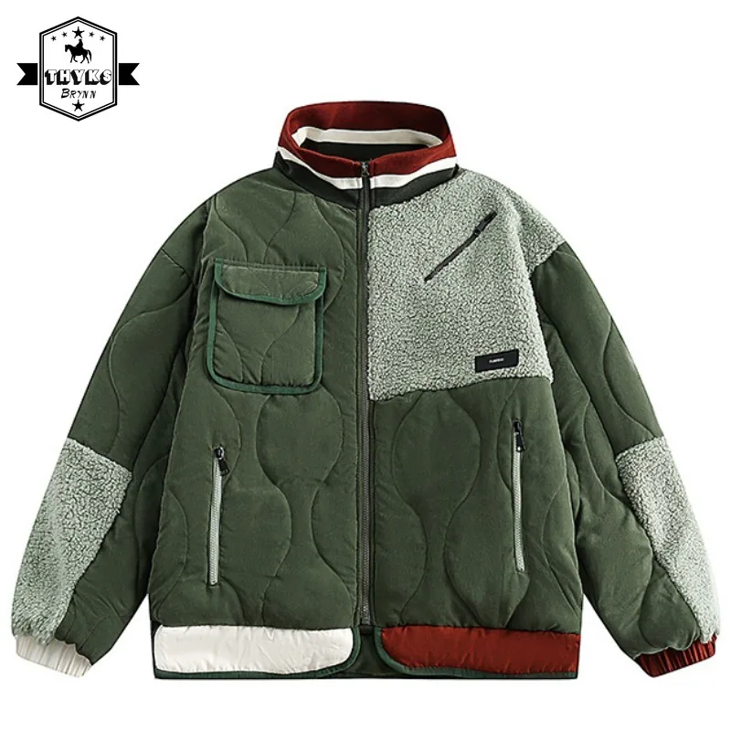 Winter Jacket Men Patchwork Streetwear Loose Korean Fashion Warm Loose Casual Parkas Jackets Unisex Camping Coat Women Ropa 2023