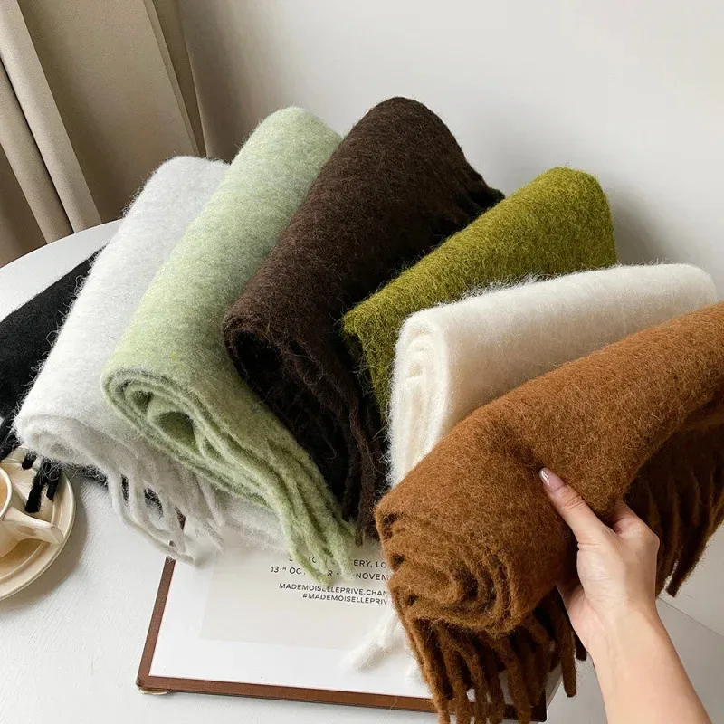 

Scarf Lady Autumn Winter Solid Simple Muffler Women Men Wool Blend Versatile Multi-color Soft Thermal Shawl Female Male