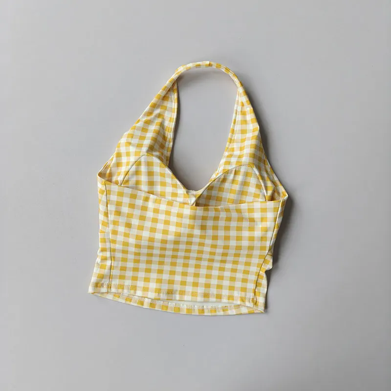 Damen Neckholder-Camisole mit festen Cups, Crop-Top, sexy, modischer Sport-BH, Fitness, Laufen, schnelltrocknend, äußeres Westen-Top – Detail 4