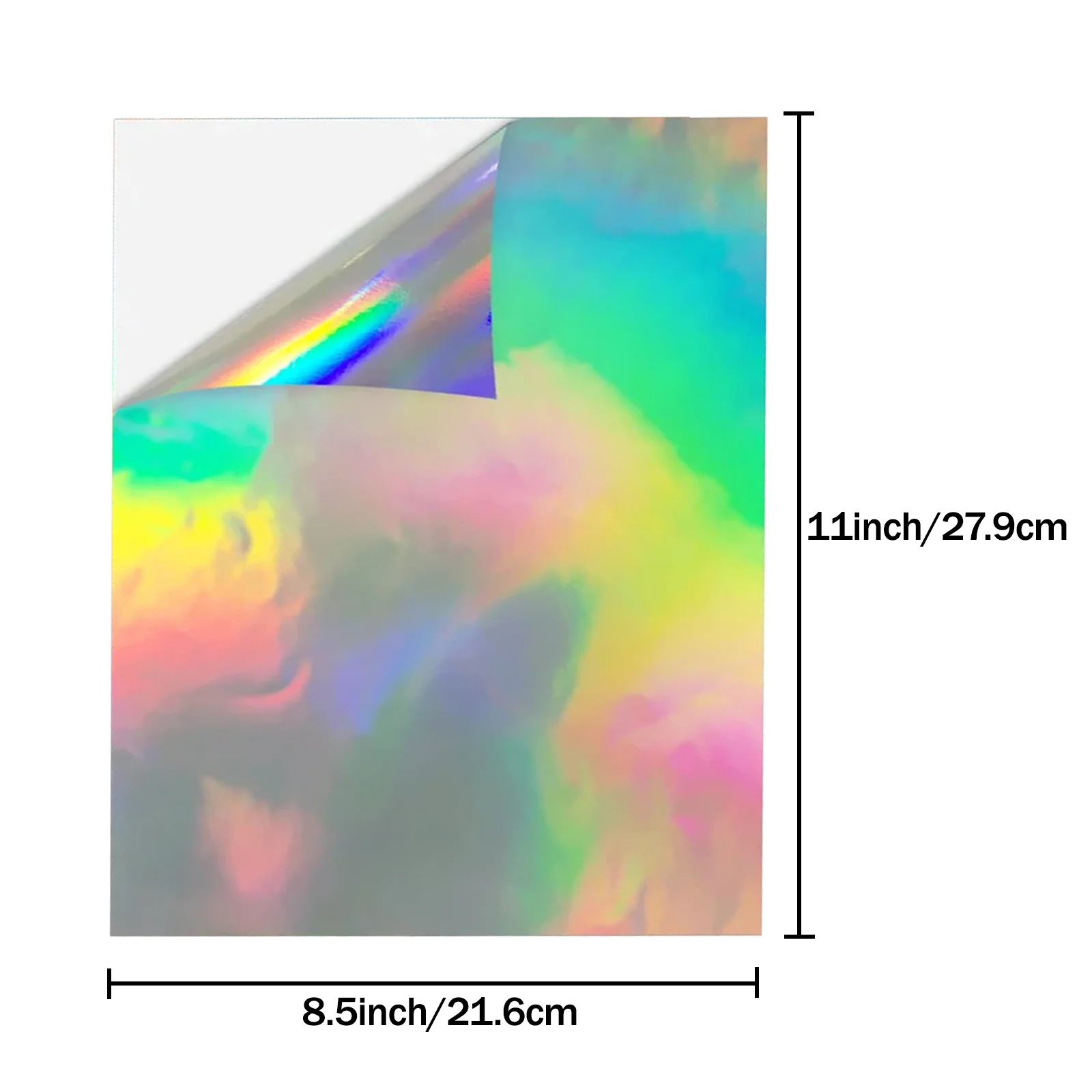 10 시트 홀로그램 무지개 비닐 스티커 용지 8.5x11 인치 방수 찢어짐 방지 잉크젯 문자 크기 스티커 프로젝트용