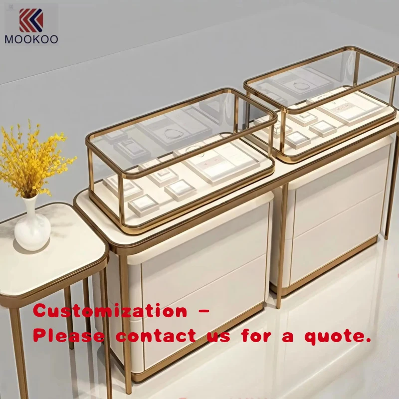 

custom.Glam Minimalist Gold - Trimmed Jewelry Display Cabinet Suite Elegant Jewelry Merchandising