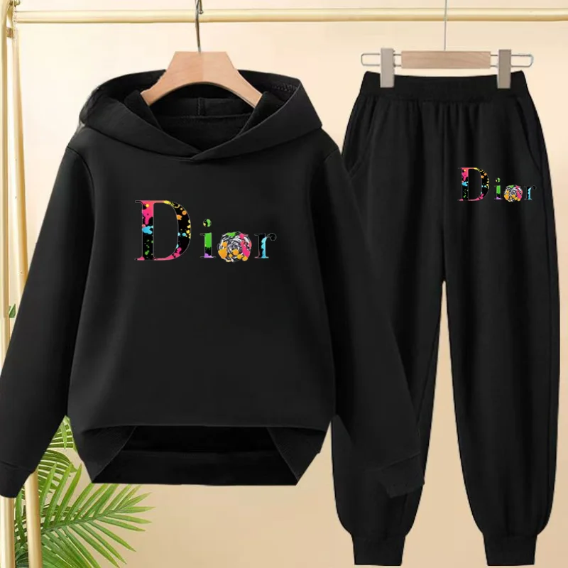 ملابس رياضية 2 قطعة مجموعة ملابس الأطفال ملابس خارجية ملونة إلكتروني طباعة هوديي + السراويل سن 3-12 سن مقنعين الخريف الشتاء #5