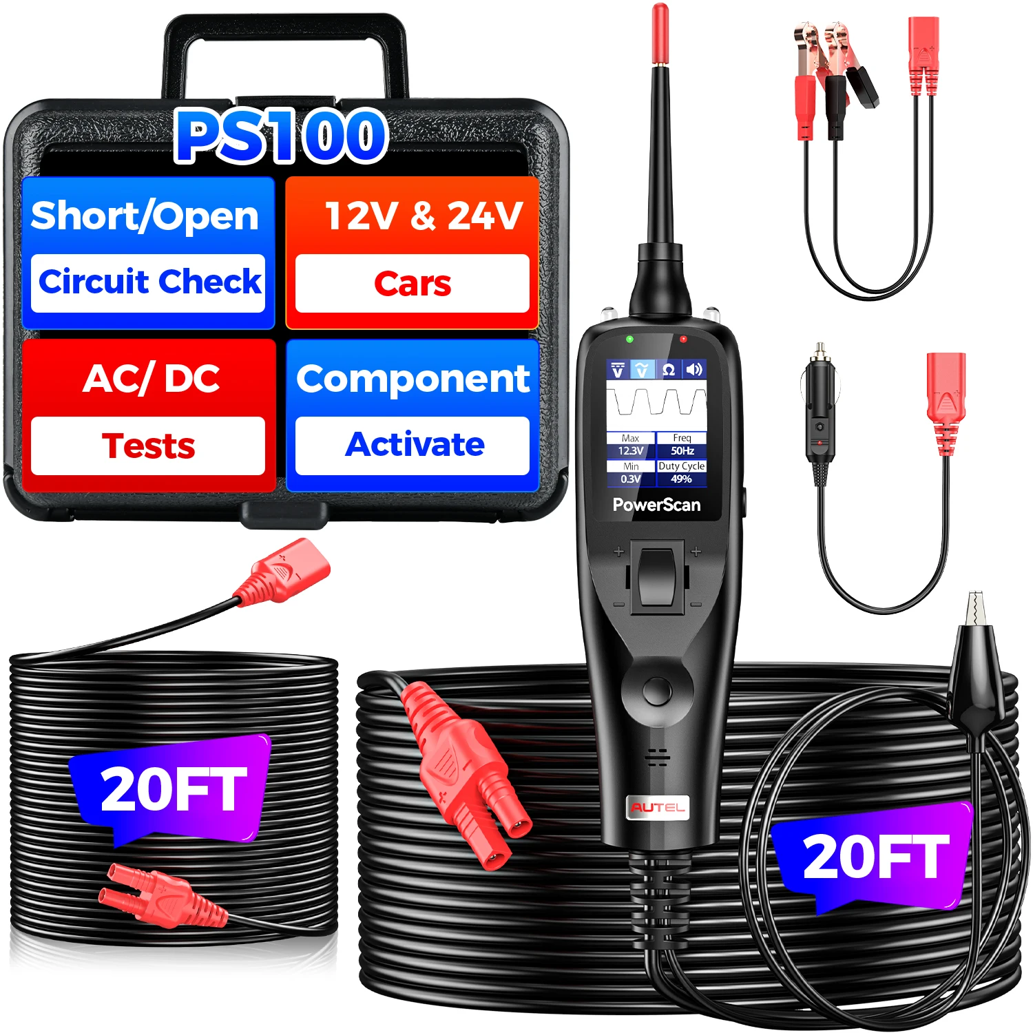Autel Powerscan Ps100 Auto Circuit Tester Diagnostische Avometer Test Tool Auto Obd2 Scanner