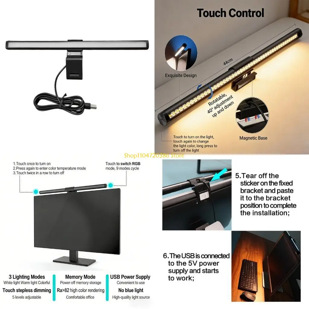 K0EA Hanging Light Touchable Replacement for Computer Work LED Table Lamp Computer