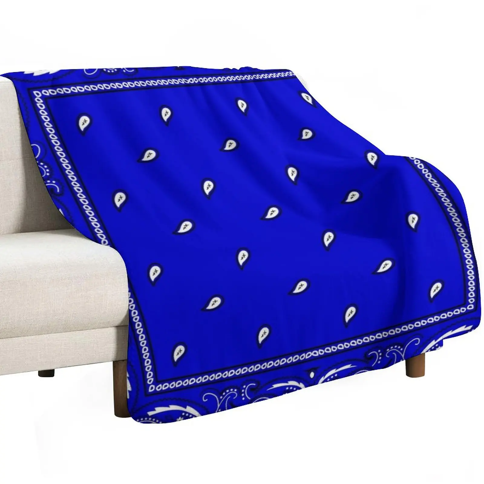 Royal Blue Paisley Bandanas Throw Blanket Personalized Gift heavy to sleep Plaid Softest Bed covers Luxury Throw Blankets