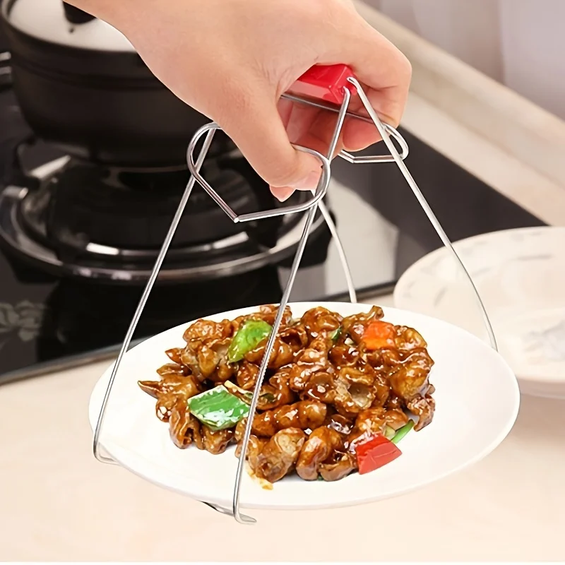 1pc Multifunctional Bowl Clip Clamp Gripper, Foldable Anti-Scald Plate Pot Holder, Indoor Outdoor Kitchen Tools