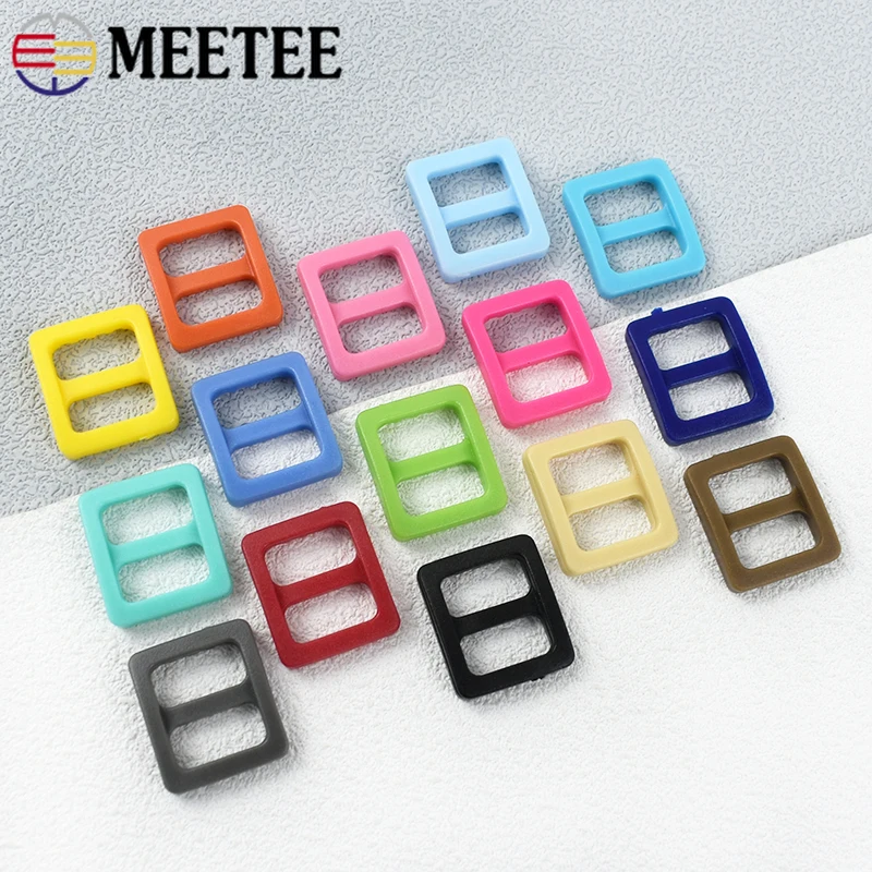 50/100Pcs Meetee 10mm Plastic Ring Buckles for Sewing Dog Collar Tri-Glide Slider Clasp Bag Strap Belt Adjust Hook Accessories