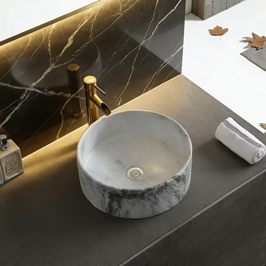 

40Cm*40Cm Round Design Cement Washbasin with Pattern, Ideal for Modern Bathroom Equipment, Suitable for Changing Rooms, Vanity Tables, Bathrooms, Toilets, and Rvs