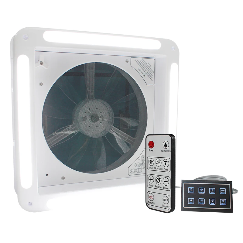 TYTXRV 14'' UV Resistance12V Electric Control with LED Light and Touching Screen Panel RV Vent Fan