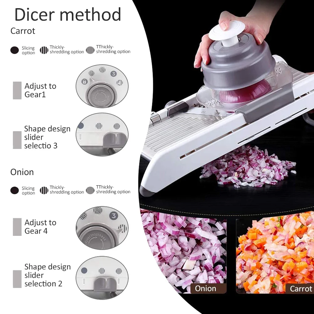 

CMHI-6 In 1 Adjustable Slicer Stainless Steel Manual Graters Slicers Vegetable Fruits Julienne Chopper Cutter Food Grater