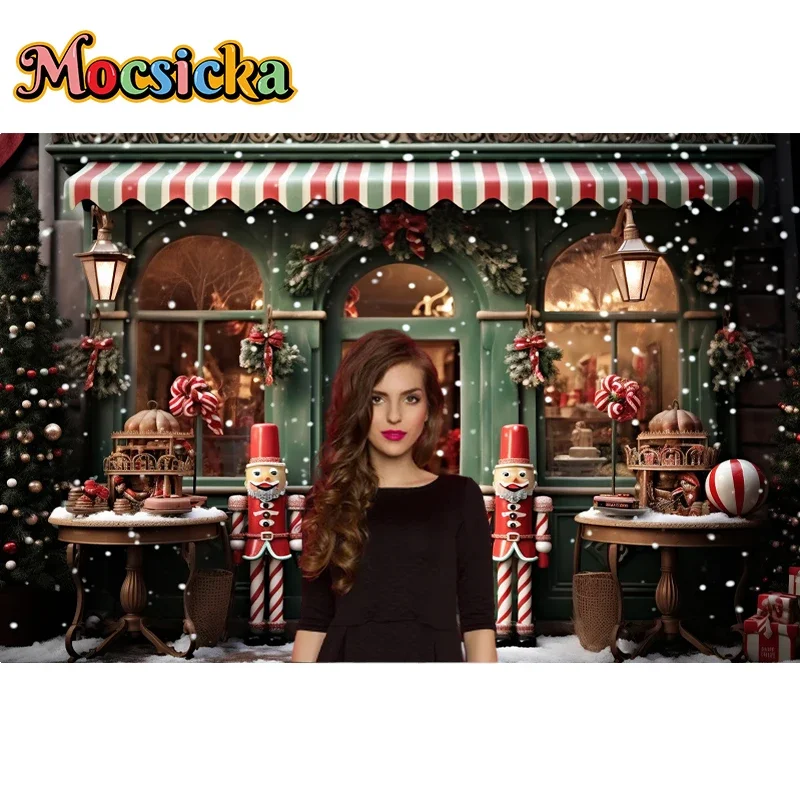 Mocsicka Christmas Toy Store Backdrop Kids Portrait Photography Props Adult Children Xmas Snow Candy House Background Studio