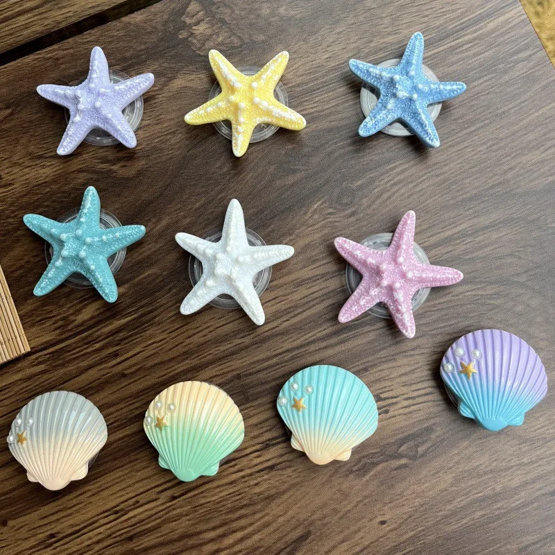 

Resin Starfish Shell Mobile Phone Finger Ring Holder Phone Bracket Stand Socket Phone Stand For iPhone 15 Mobilephone Holder