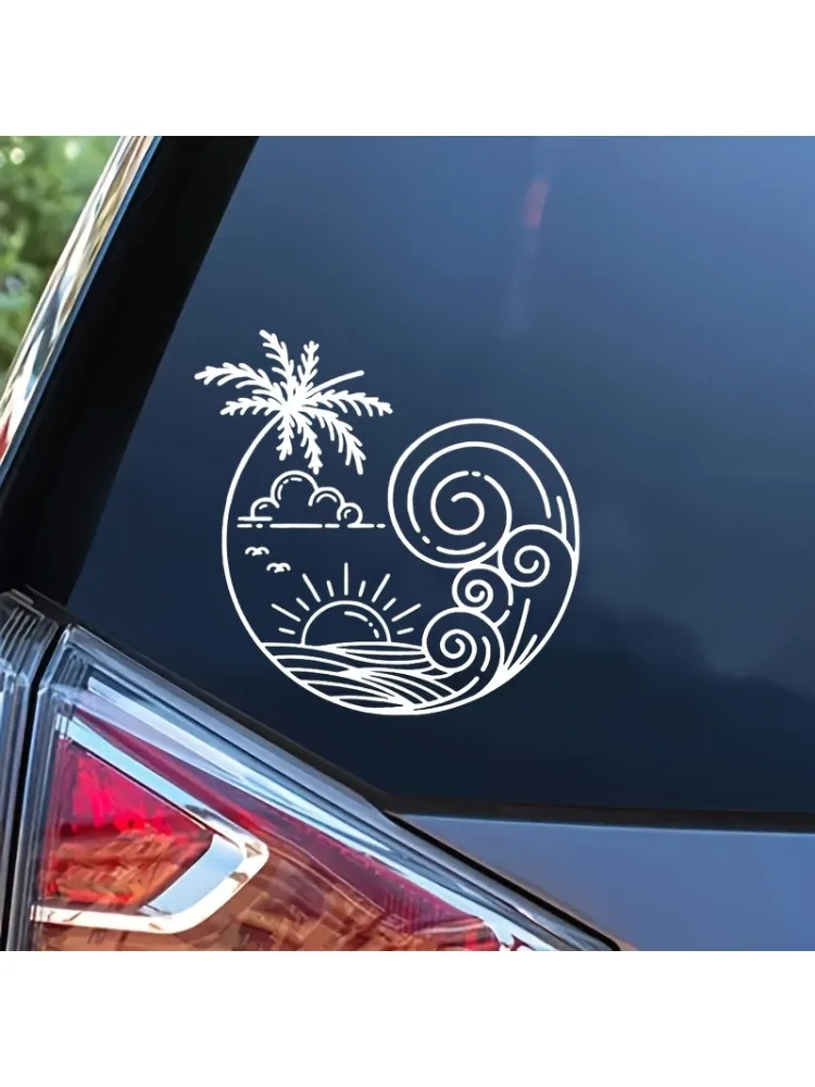 AliExpress NONE 1PC Eye - Catching Beach Wave Sticker, Suitable for Desktop Decor, Bike Frames, Fridge Doors to Impress