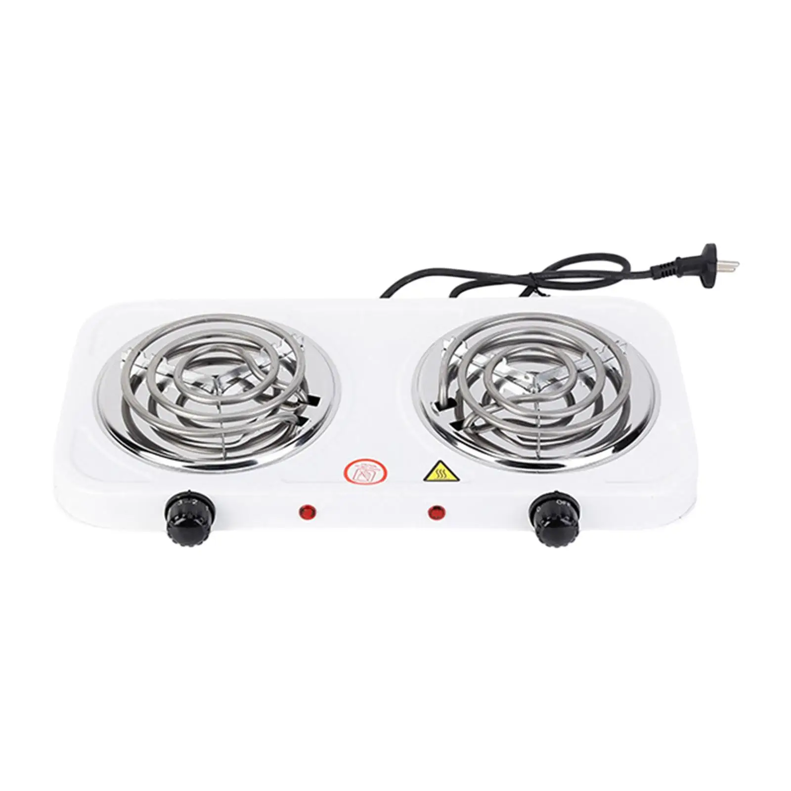 Countertop Coiled Burner Adjustable Temperature Hot Plate Easy to Clean Home Outdoor with Power Indicator Lights 2000W Compact