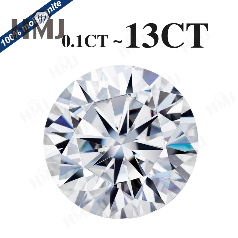 HMJ 0,1-13 Karat Moissanit-Stein, runde Form, Farbe D, Reinheit VVS1, Brillantschliff, Diamanttester-geprüft, mit GRA-Zertifikat, Perlen – Detail 5