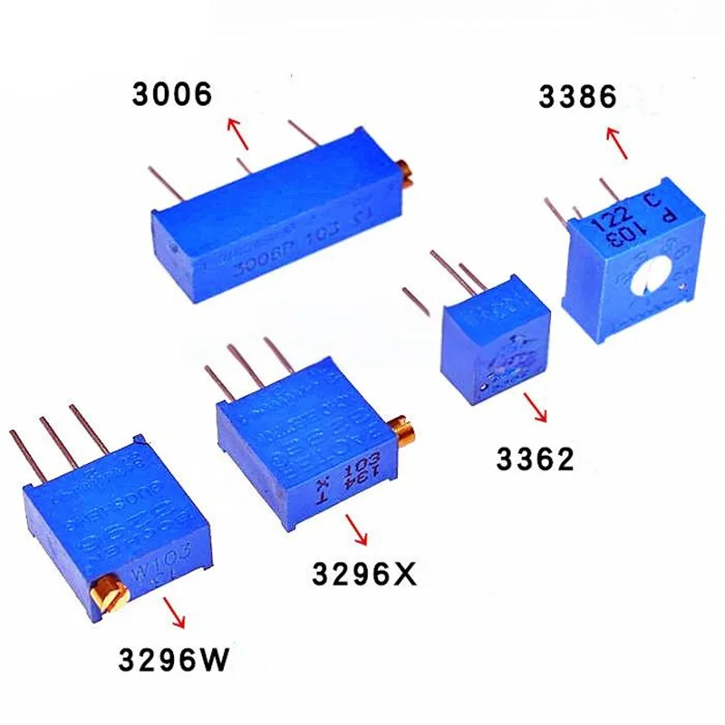 10PCS 3296W 103 10K potentiometer Kit High Precision Variable Resistor 10k 100R-1M 200R 500R 1k 2k 5K 10K 20K 50K 100K 200k 500k