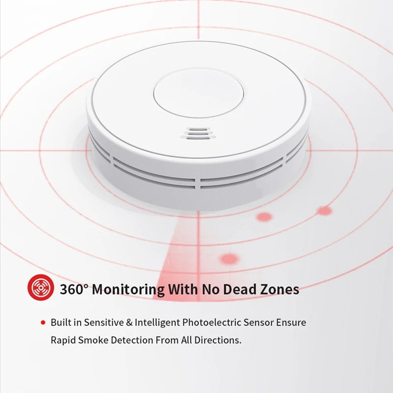 FULL-10 Years Battery Wifi Smart Smoke Alarm Fire Alarm With Tuya & Smartlife Smoke Detector For Home Conforms To EN14604