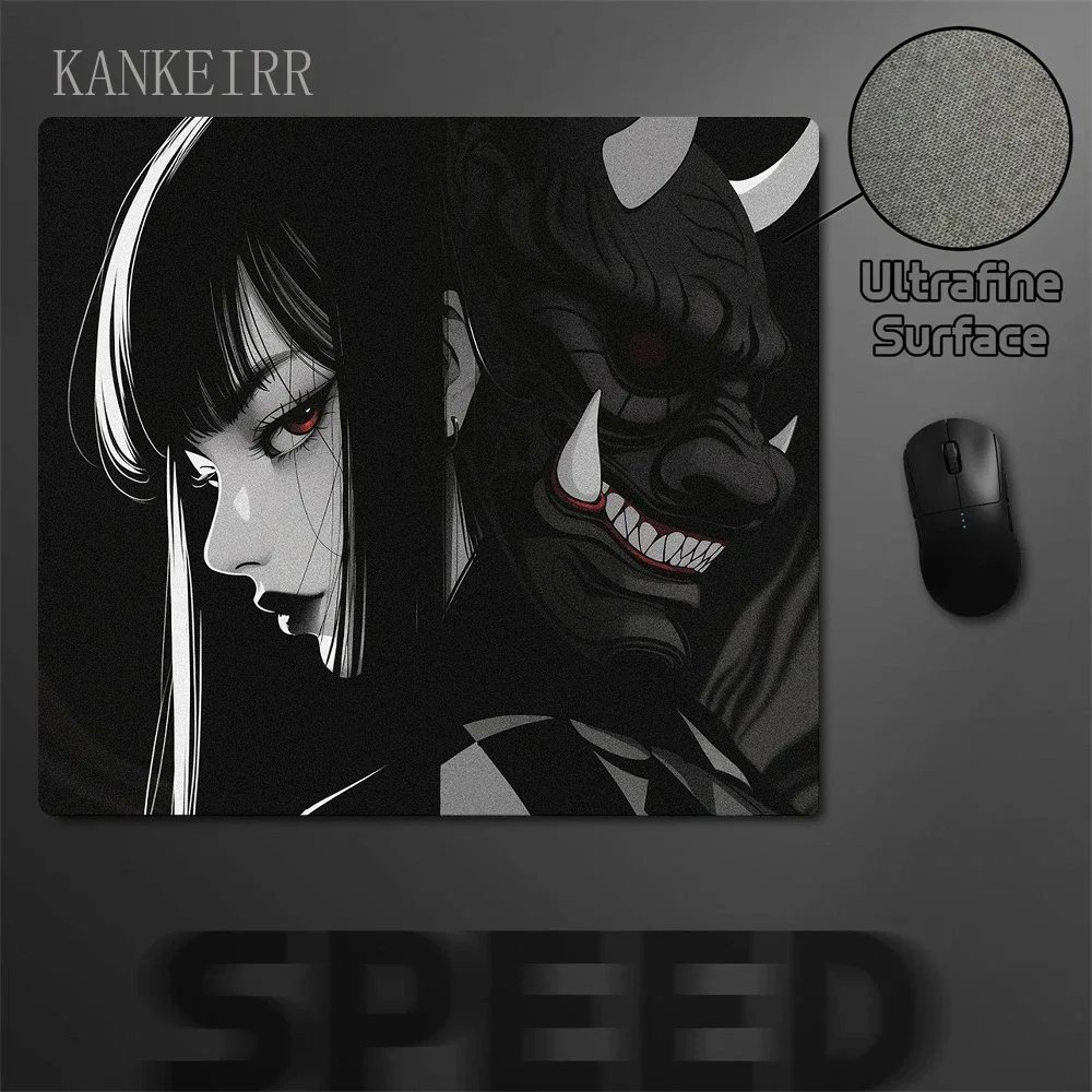 

Japanese Oni Mask Waterproof Mat XXL Mouse Pad Electronic Sports Keyboard Pads Gaming Setup Accessories Mouse Mat 40x45