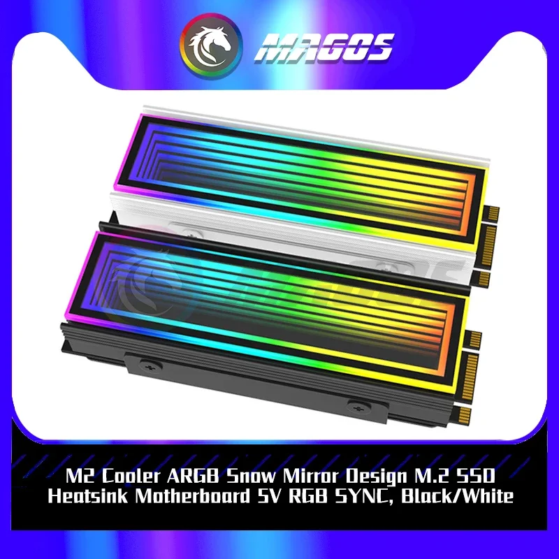 Carte mère M2 Cooler ARGB Snow MF ite, design miroir, dissipateur thermique SSD M.2, 5V, synchronisation RVB, noir, argent