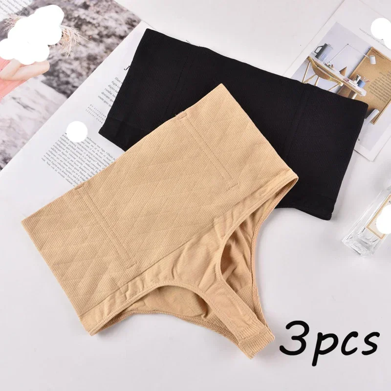 

3Pcs Women's Body Shaping High Waist Tummy Control Pants Plus Bone Body Shaping Pants Waist Sexy Triangle T Underwear