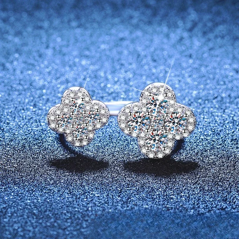 

New Moissanite Open End Ring with High Grade, Retro Fashion, Versatile, Finger Ring, Hand Jewelry, Engagement Jewelry