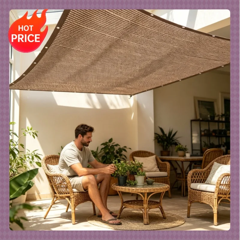 Durable Brown UV Protection Canopy - Outdoor Sun Shade Net - Multiple Sizes Available for Travel, Picnics, and Pools