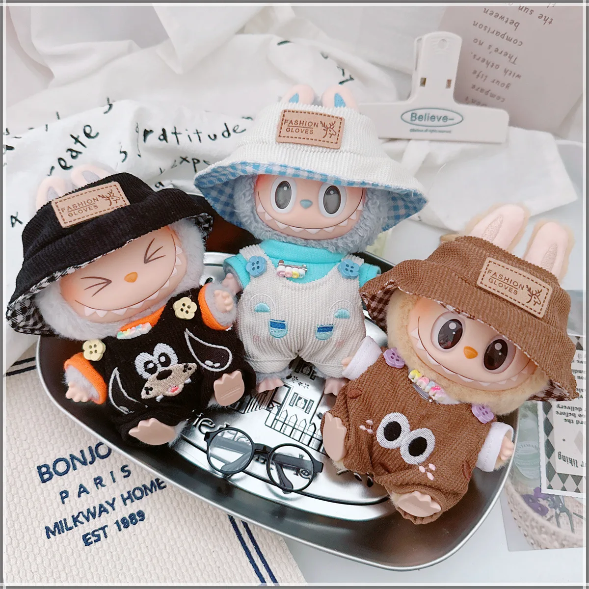 

10-17 см Kawaii Labubu одежда милая мини-кукла-идол коричневый комплект плюшевая кукла аксессуары для одежды игрушки для девочек фанаты подарки