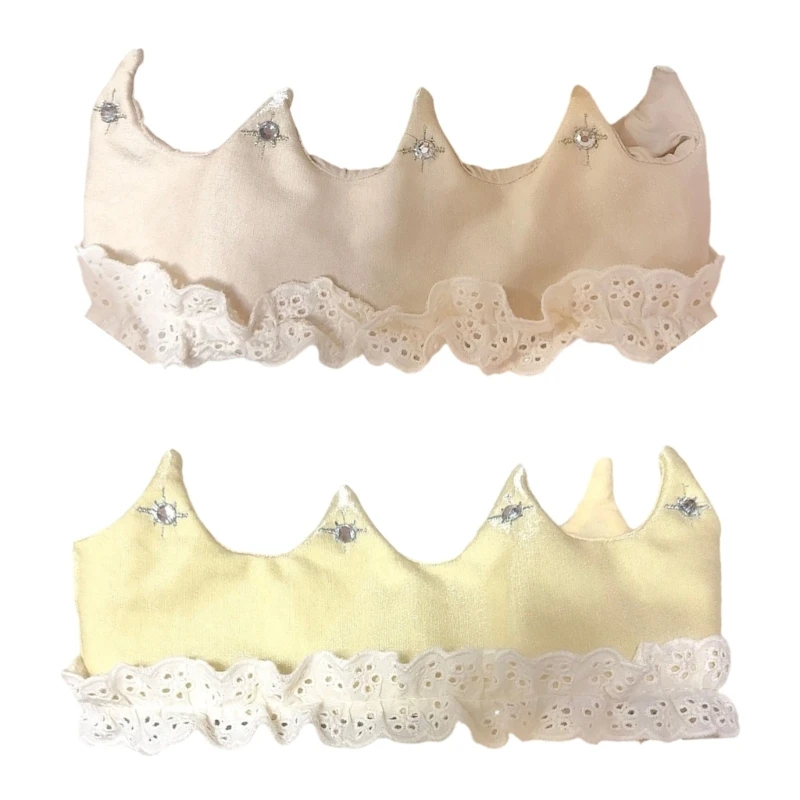 

J15U повязка на голову с кружевной отделкой и детской короной, аксессуары для фотографий для новорожденных, мягкий моющийся убор