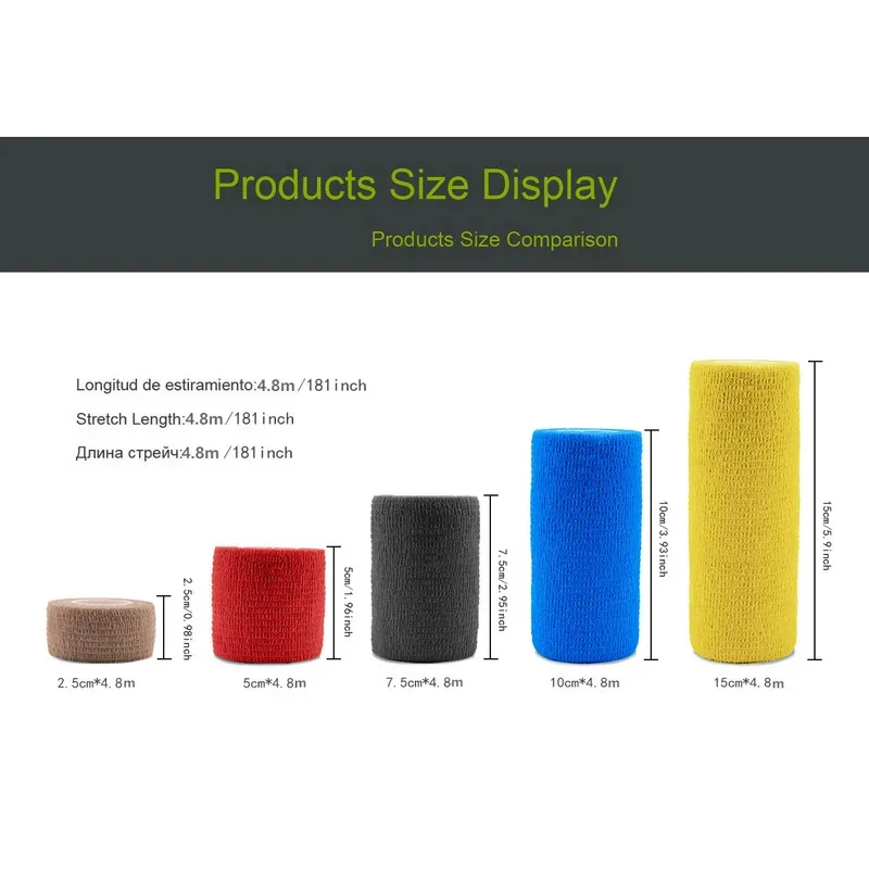 1/6/10/15 قطعة 4.8 متر الأخضر الداكن الرياضة الذاتي لاصقة طبية مطاطية التفاف الشريط Elastoplast ل الركبة دعم وسادة إصبع الكاحل النخيل