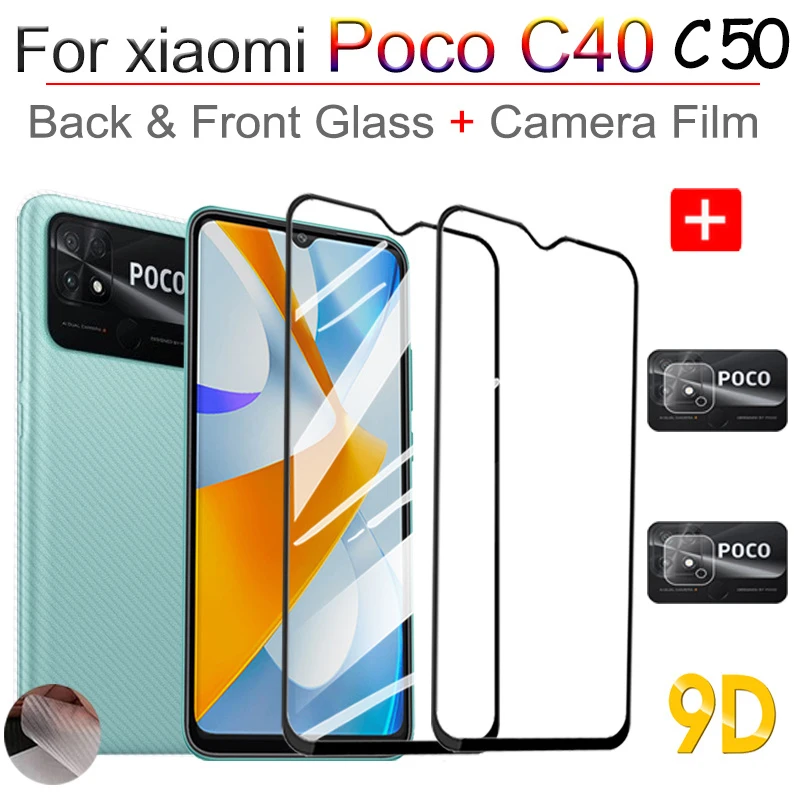 

back and front poco c40 screen glass poco c 40 c50 protective glass poco c50 camera film protector c40 poco glass poco x4 gt ultra clear ptotector cristal for xiaomi poco c40 mica poko c40 sensitive screen protector